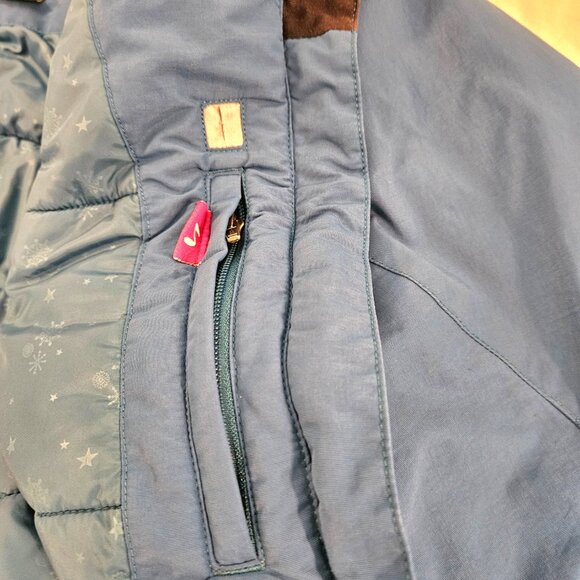LL Bean VTG 1X XL Ski Jacket Nylon Aqua Blue Women Full Zip Insulated Zip Hood - Picture 10 of 16